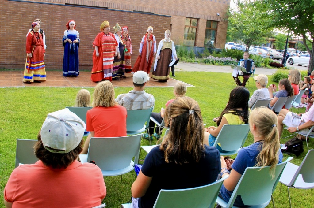 An afternoon in old Russia, russian folk dances, russian accordion, max thompson, wayzata, mn, library, outdoors